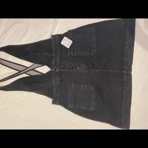 Free People Overall Skirt. Black Denim. Size 10 NWT